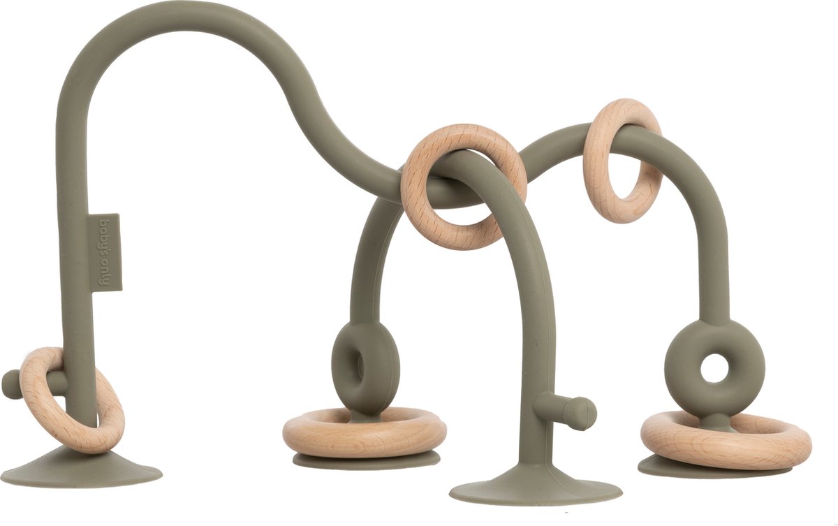 Babys Only Kralenspiraal - Baby spiraal voor onderweg - Monteerbaar op elk glad oppervlak - Motorisch Babyspeelgoed - 100% BPA-vrije siliconen - Urban Green